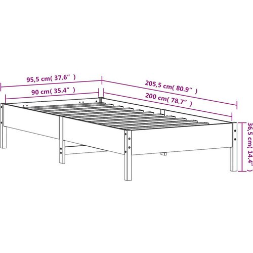 VidaXL Okvir kreveta vo&amp;scaron;tano smeđi 90 x 200 cm od masivne borovine Slike