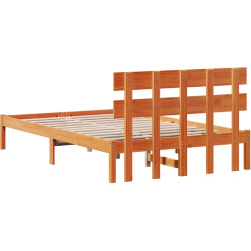  Okvir kreveta s uzglavljem voskasti smeđi 135x190 cm od masivne borovine Slike