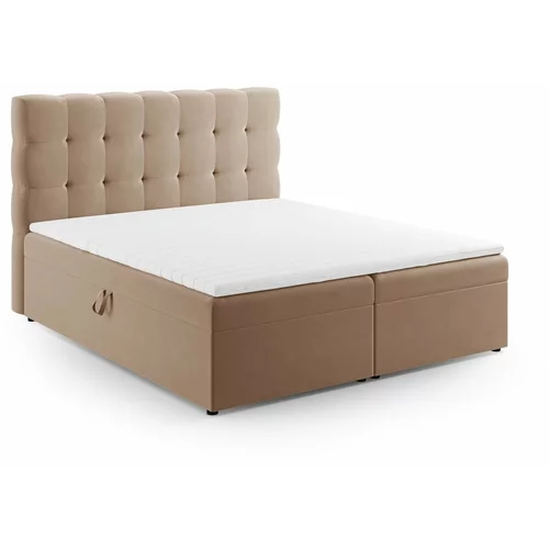 Cosmopolitan Design Svjetlo smeđi boxspring krevet s prostorom za odlaganje 160x200 cm Bali –
