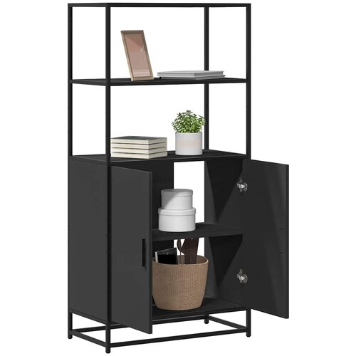 vidaXL Visoka omara črna 68x35x139 cm inženirski les in kovina Cene