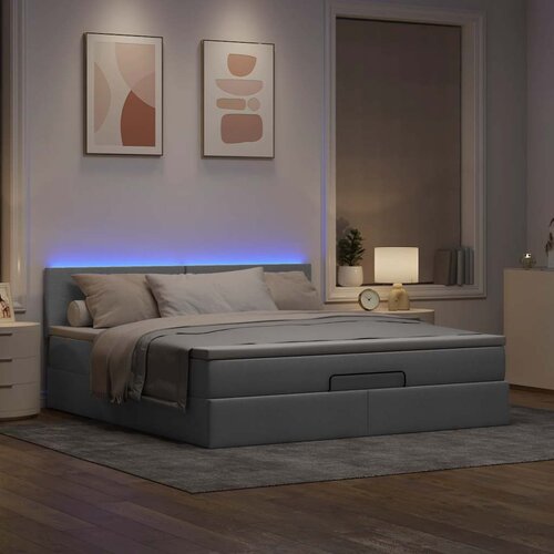 VidaXL Otomanski krevet s madracem svijetlosivi 160x200 cm tkanine Slike