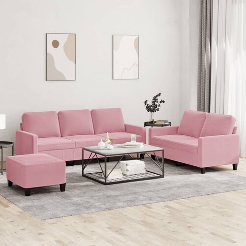  3-dijelni set sofa s jastucima ružičasti bar&scaron;unasti Cijene