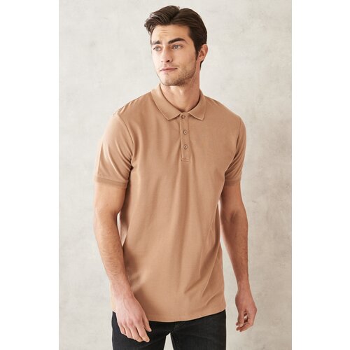 ALTINYILDIZ CLASSICS Men's Mink 100% Cotton Roll-Up Collar Slim Fit Slim Fit Polo Neck Short Sleeved T-Shirt. Slike