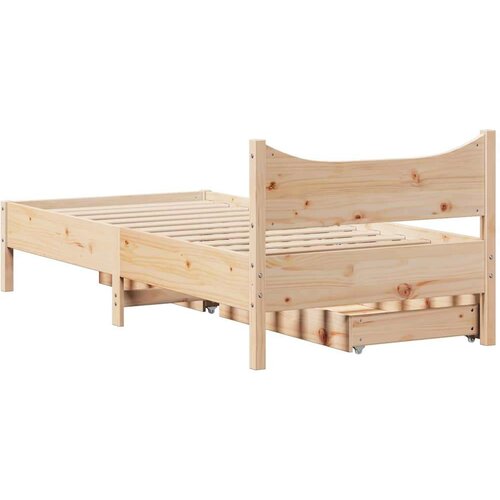 vidaXL Posteljni okvir s predali 90x200 cm trdna borovina Cene