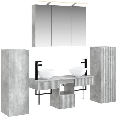 vidaXL Komplet pohištva za kopalnico 6 pcs Betonsko siva, (5000245284) Cene