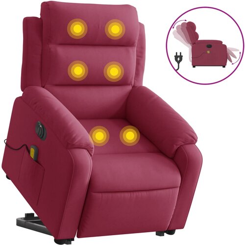 Maison Chic Električni masažni naslanjač - Relax naslanjač s funkcijo vstajanja rdeč žamet, (22062276) Cene