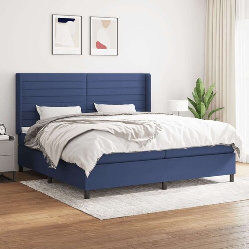  Box spring postelja z vzmetnico moder 200x200 cm blago, (20895454) Cene