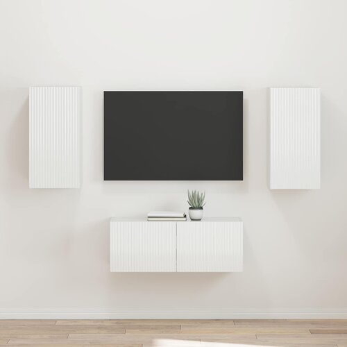  Set TV komoda Zidne 2 pcs Visoki sjaj bijela Konstruirano drvo Cijene
