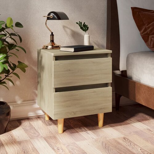 VidaXL Nočna omarica z nogami iz borovine sonoma hrast 40x35x50 cm Slike