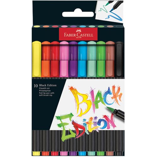  BRUSHPEN 10BOJA BLACK EDITION FABER CASTELL 116451 BLISTER Cene