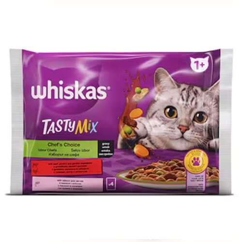 Whiskas vrečka Tasty mix izbor &amp;scaron;efa, 4X85g Slike