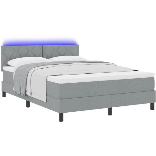 VidaXL krevet s oprugom s madracem i LED svjetlosiva 140x190 cm tkanina Slike