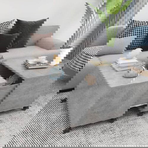 VidaXL Klubska mizica betonsko siva 75x75x38 cm iverna plo&amp;scaron;ča Slike