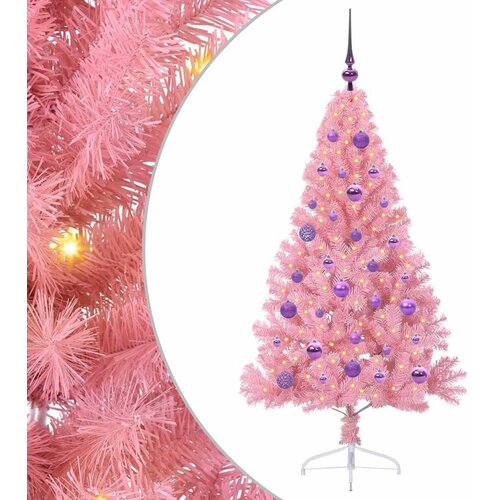 vidaXL Umjetna preddekorirana božićna jelka Roza 150 cm PVC, (5000072697) Cene