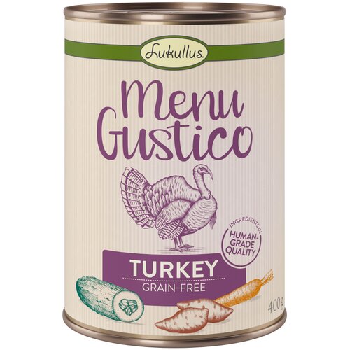 Lukullus Snižena cijena! 6 x 400 g Menu Gustico - Puretina s batatom, tikvicama i mrkvom Slike