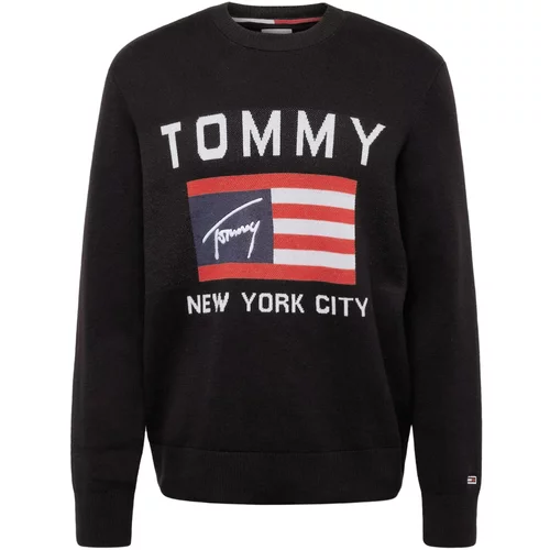 Tommy Jeans Pulover rdeča / črna / bela