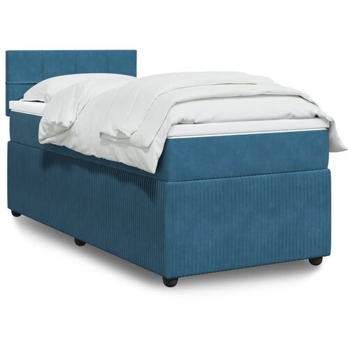 vidaXL Box spring postelja z vzmetnico modra 100x200 cm žamet Cene