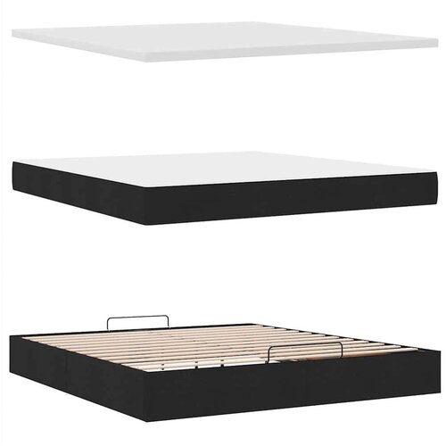 VidaXL Otomanski krevet s madracem i LED crni 180x200cm od tkanine Slike