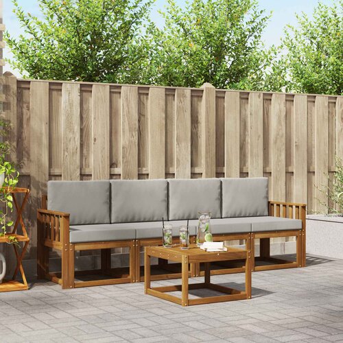 Set vanjskih sofa 5 kom. Prirodna i svijetlo siva Cene