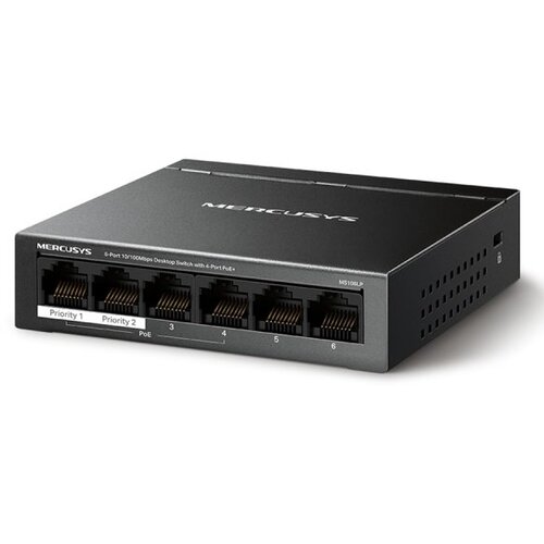 Mercusys SWITCH MS106LP MS106LP 6-portni 10/100 Mbps Desktop prekidač sa 4-porta PoE+, kompatibilan sa 802.3af/at PD-ovima, 40 W PoE napajan Cijene