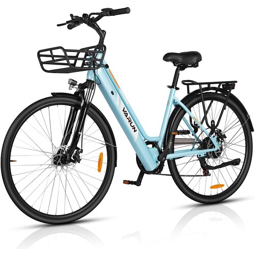 VARUN Žensko mestno električno kolo C700-8, 27,5" nizka stopnica, 36V 250W senzor navora, modra, (5000007883) Cene