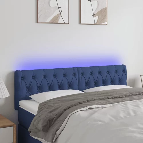 vidaXL LED uzglavlje plavo 160 x 7 x 78/88 cm od tkanine