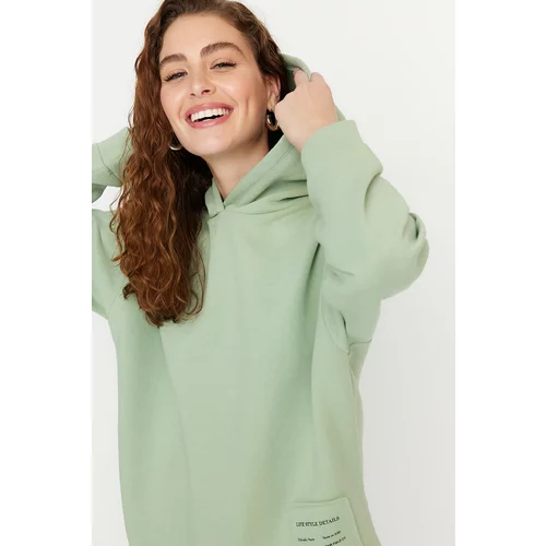 Trendyol Sweatshirt - Green - Relaxed