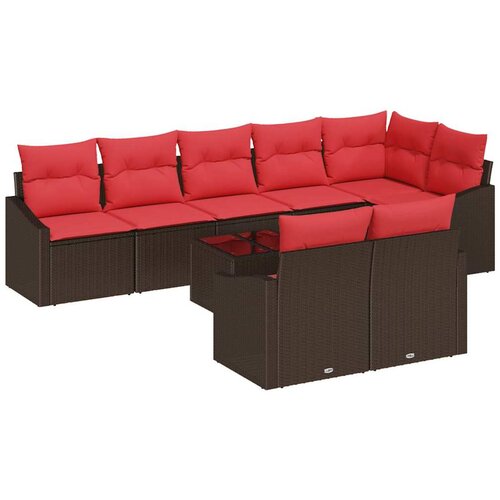 VidaXL Kavčna garnitura z blazino 9 pcs Rjava poli ratan, (5000154878) Slike