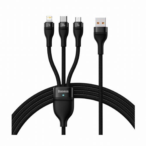 Baseus Kabel USB 2.0 3v1 Lightning/ Tip-C/Mikro 100W PD za napajanje 1.2m črn Cene