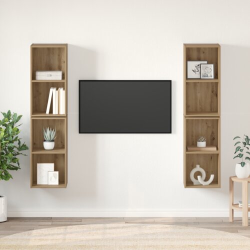 VidaXL Stenski TV kabinet 4 pcs Obrtni&amp;scaron;ki hrast 37 x 37 x 72 cm Slike