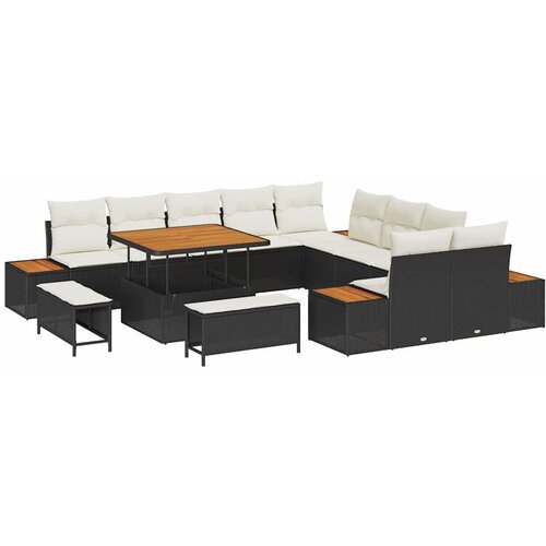 vidaXL Vrtna sedežna garnitura z blazino 13 pcs Črna Poly ratan, (5000134704) Cene