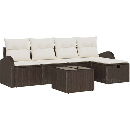  6-dijelni vrtni sofa set s jastučićima smeđi poli ratan  sofa za 2 osobe s pohranom i jastučićima smeđi poli ratan Cijene