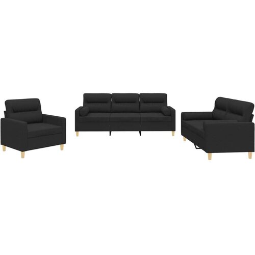  3-dijelni set sofa s jastucima crni od mikrovlakana Slike
