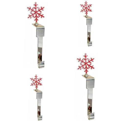 INF Set 4 snežinkastih božičnih kavljev brez vrtanja za kamin Red, (5000446279) Slike