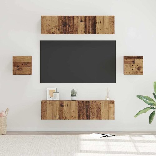 vidaXL Set TV komoda Zidne 6 pcs Staro drvo Srednja 30.5 x 30 x 30 cm Cijene