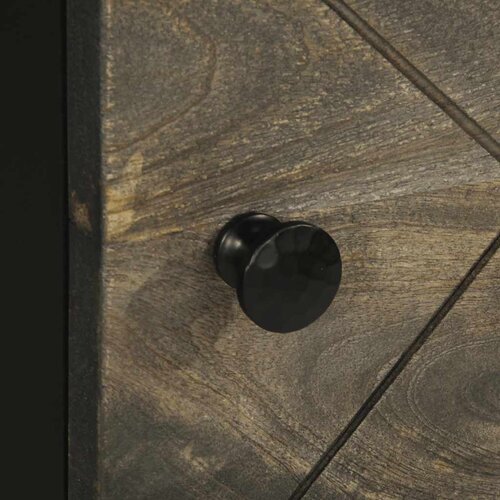  Visoka komoda crna 40 x 33 x 110 cm od masivnog drva manga Slike