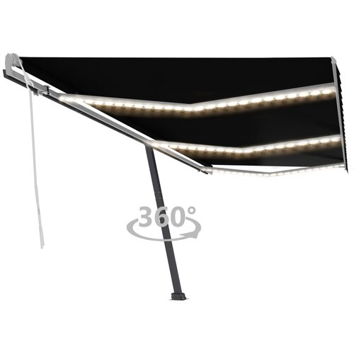 vidaXL Ročno zložljiva tenda z LED lučkami 600x350 cm antracitna Cene