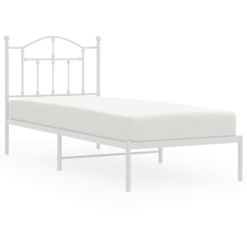 Maison Chic Kovinski Posteljni okvir - Enojna postelja - Postelja za odrasle z vzglavjem bel 90x200 cm, (21694166) Slike