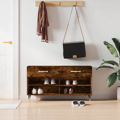vidaXL Klop za čevlje dimljen hrast 102x35x55 cm inženirski les Cene