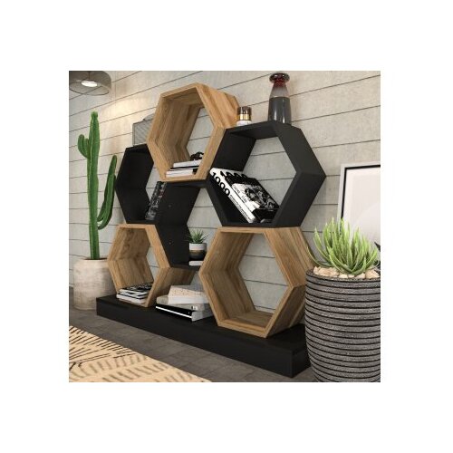 Woody Fashion polica za knjige cicek black oak Slike