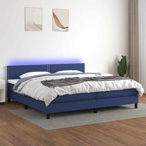  box spring s madracem LED plavi 200x200 cm od tkanine Cene