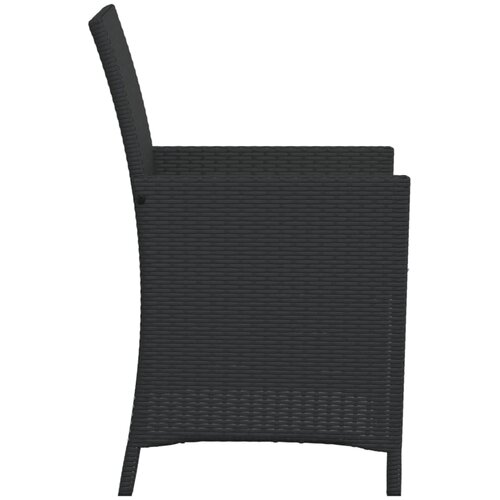  3-dijelni bistro set s jastucima crni od poliratana Slike