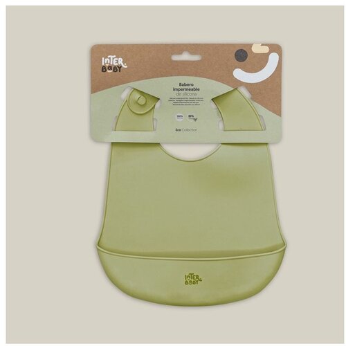 Interbaby Silikonski podbradak za bebe - Olive Green Slike