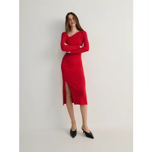 Reserved - Asimetrična haljina s izrezom - crvena