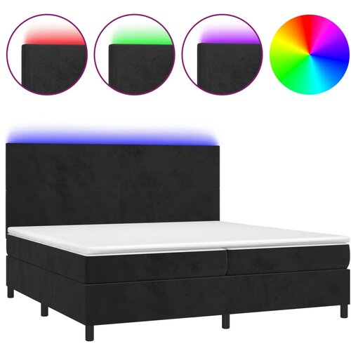 Maison Chic Box spring postelja - Vzmetna postelja z vzmetnico LED črna 200x200 cm žamet SL15802, (21896007) Cene