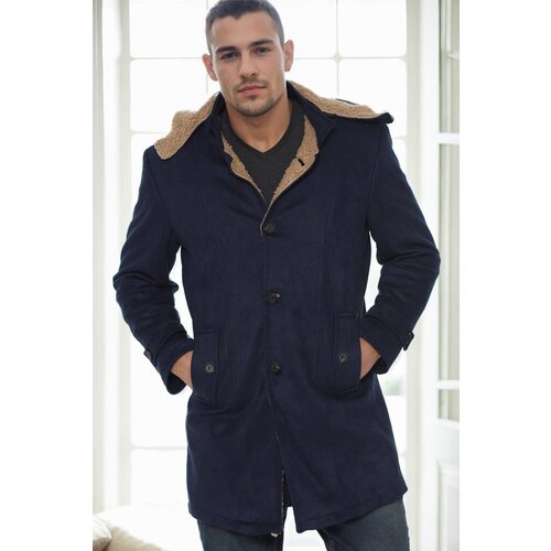 Dewberry PLT8399 SUEDE LOOK MEN'S COAT-NAVY BLUE-2 Cijene