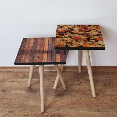 Hanah home 2Shp523 - brown browncamelclaret redbeige nesting table (2 pieces) Cene