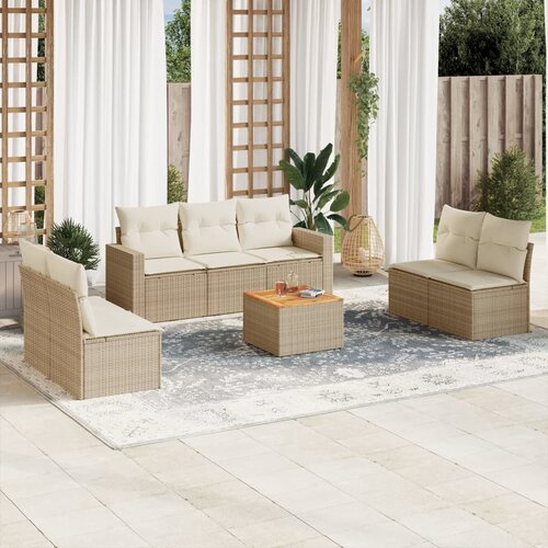 VidaXL 8-dijelni set vrtnih sofa od poliratana s jastucima bež Slike