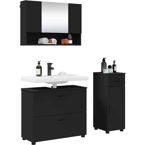VidaXL set namje&amp;scaron;taja za kupaonicu zidne 3 pcs crna 76.5 x 35 x 64 cm Slike