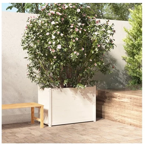 Vrtno cvetlično korito belo 100x50x70 cm trdna borovina